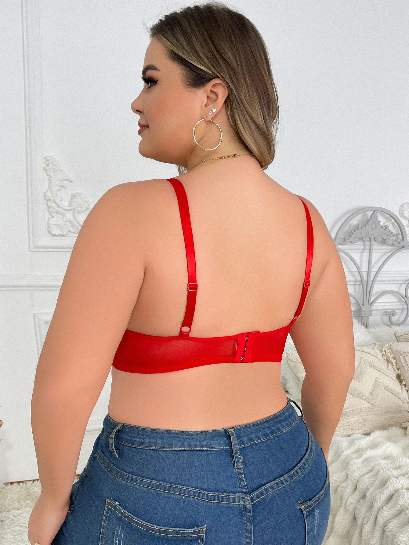 Women\'s Plus Size Underwear With Half Cup Pull Up And Anti Sagging Solid Color Design Suitable For Plump Women XL-XXL HR2488