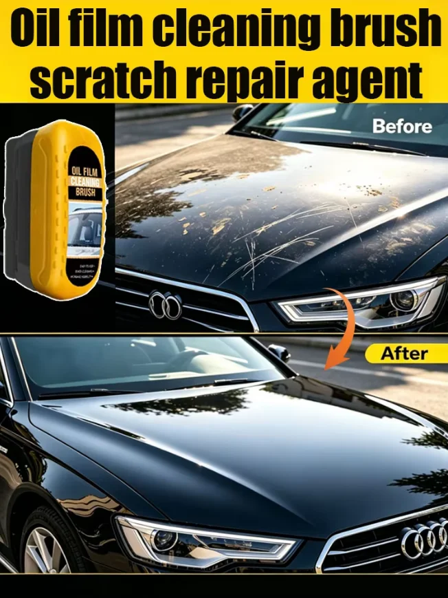 Car Paint Scratch Repair Windshield Oil Film Remover 2‑in‑1 Practical Brush Tool Long‑Lasting Clear Surface Shine