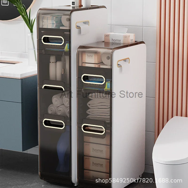 

Slit Storage Cabinet Bathroom Drawer Storage Rack Household Shelf Toilet Narrow Seam Cabinet Bathroom Seam Cabinet Organizer