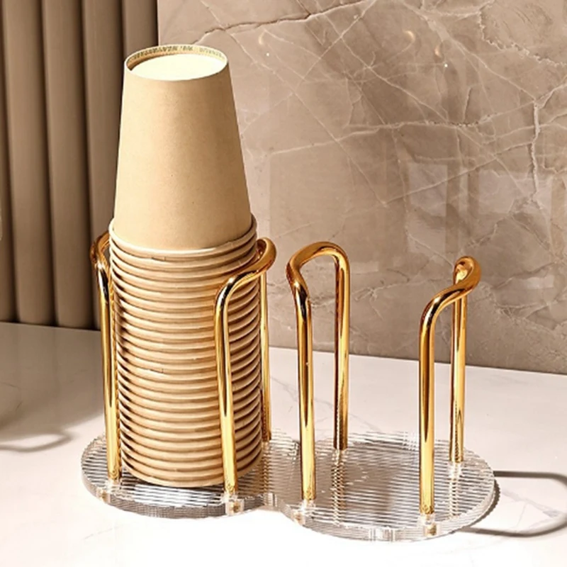 PORK-Luxury Cup Storage Holder Water Tea Cups Dispenser Rack Shelf Mug Display Stand Home Organizer