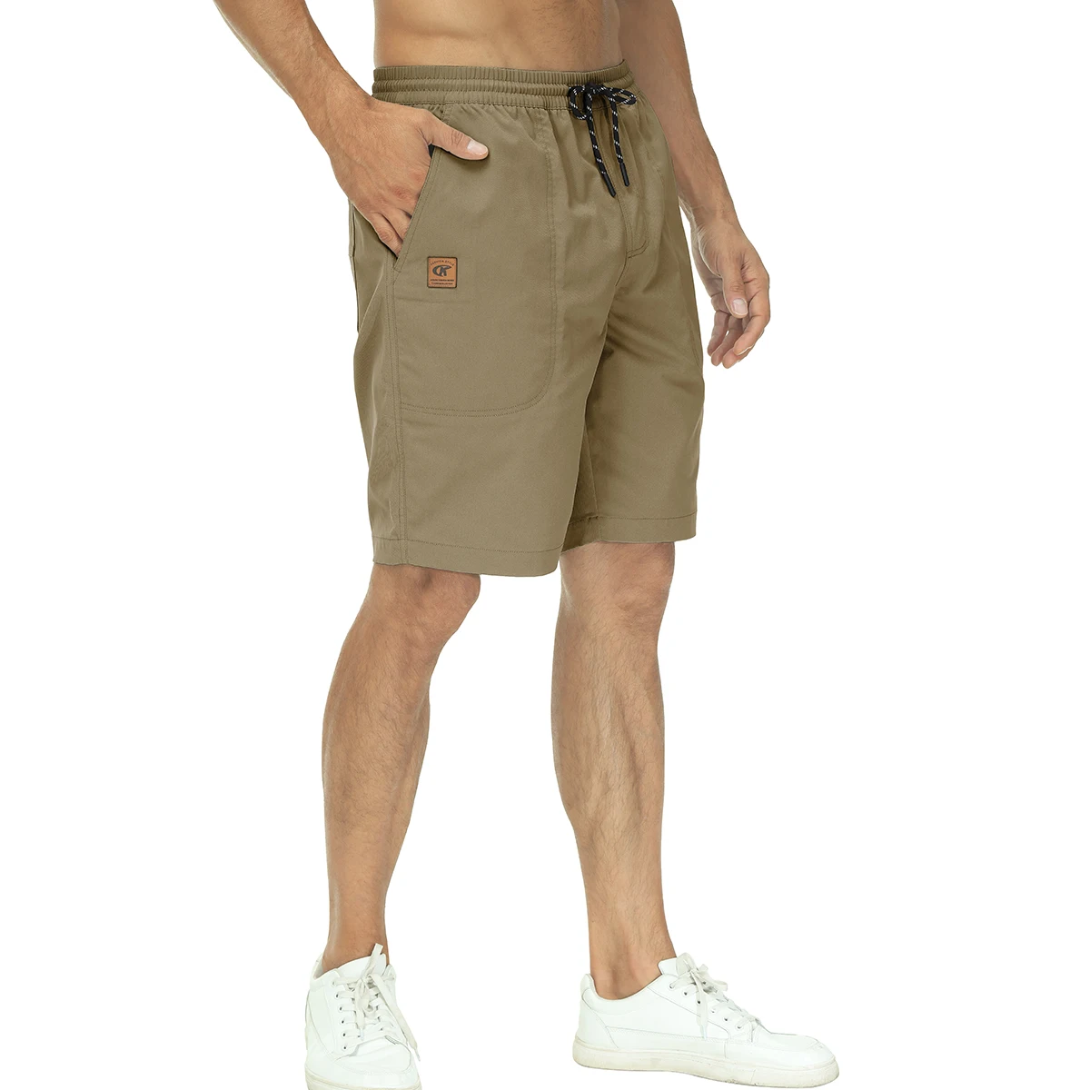 Mens Shorts Casual Solid Drawstring Classic Shorts Summer Quick Dry Short Pants with Zipper Pocket