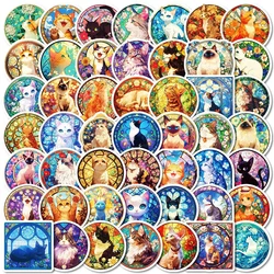 10/30/50pcs Retro Colourful Glass Cat Stickers Aesthetic Decals Kids Toys Skateboard Laptop Phone Fridge Bike Decoration Sticker