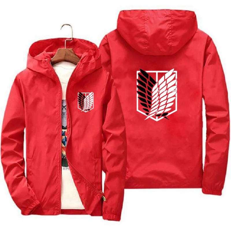 Attack on Titan New Outdoor Travel Men's Hooded Jacket Spring Fall Zipper Hooded  Lightweight Comfortable Camping Hiking Jacket