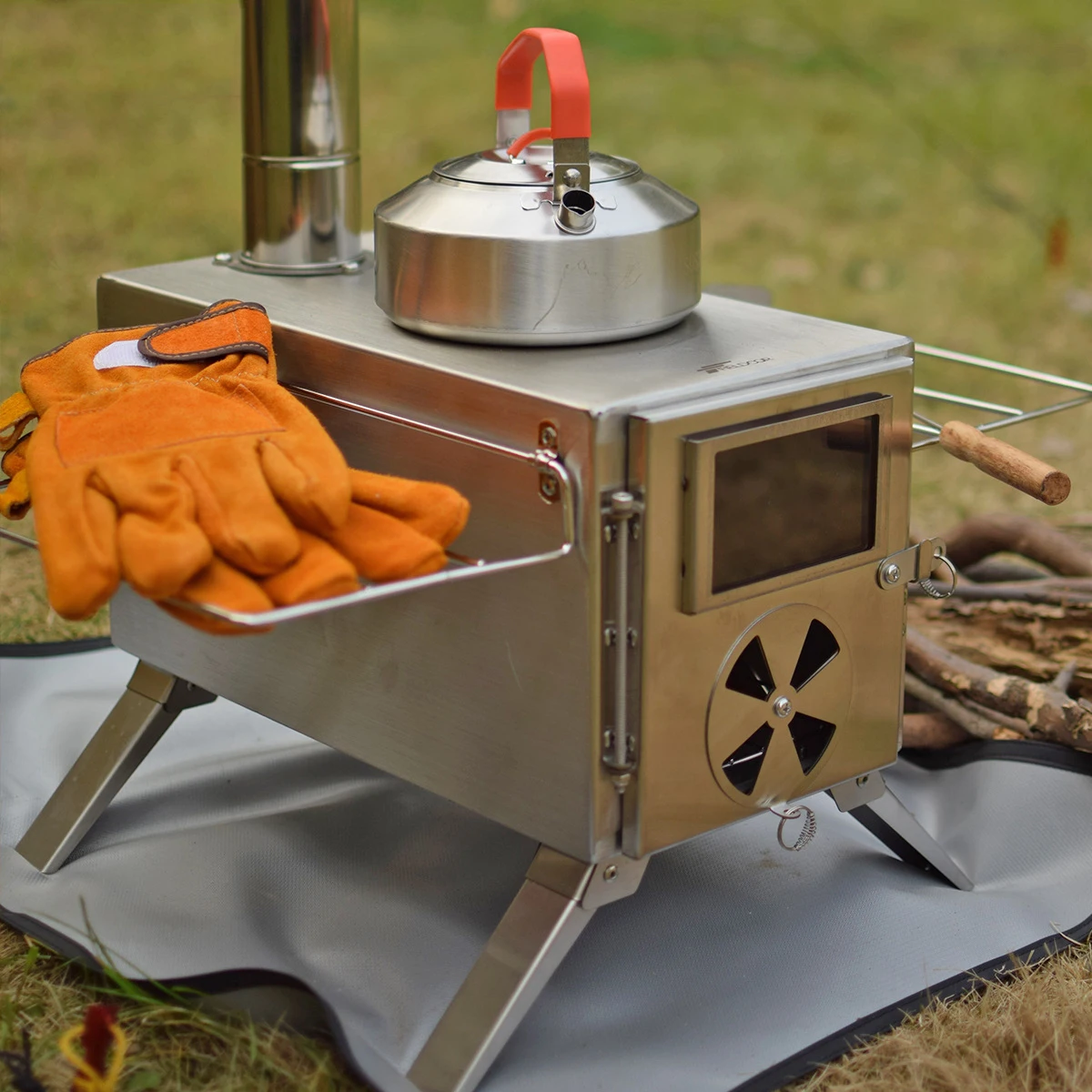 

Outdoor camping tent heating stove Stainless steel wood stove Field household portable retractable folding multi-purpose stove