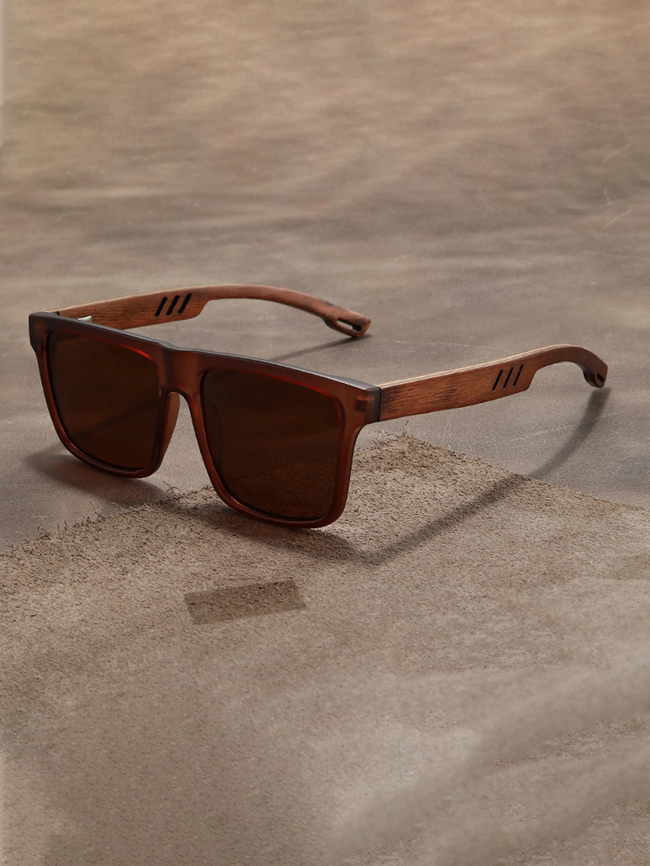 Quadratische Herren-Sonnenbrille mit natürlichem Holzimitatrahmen, polarisiertem UV-Schutz, spezielle Brille für den Außenbereich – Detail 3