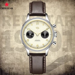 RED STAR Business Men's Chronograph Watch Original st1901 Seagull Movement 1963 38mm Air Force Pilot Chrono Watch with Gooseneck