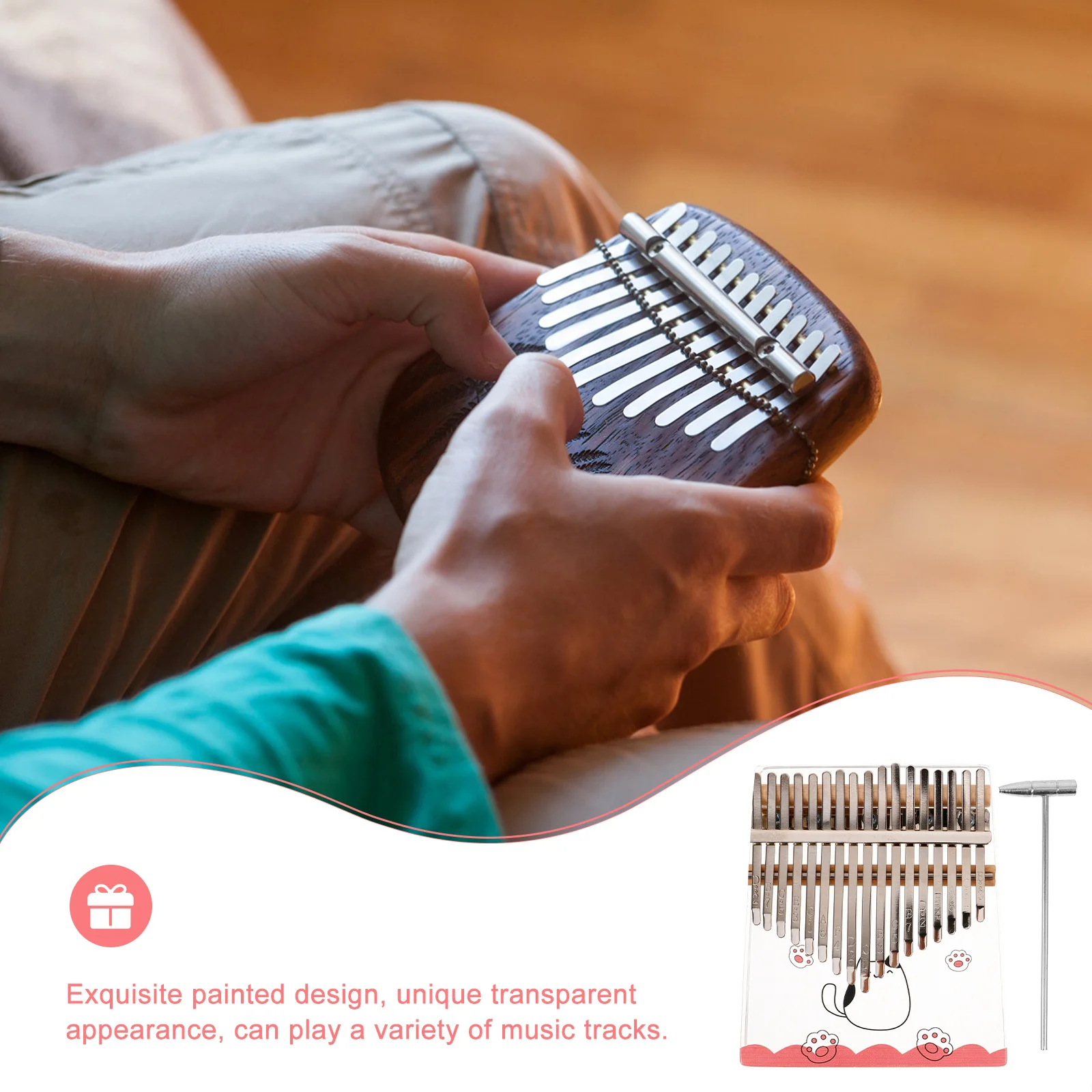17-مفتاح كاليمبا الإبهام البيانو الشفاف الاكريليك نمط الرسوم المتحركة الصغيرة المحمولة آلة موسيقية المبتدئين ودية اليد البيانو #6
