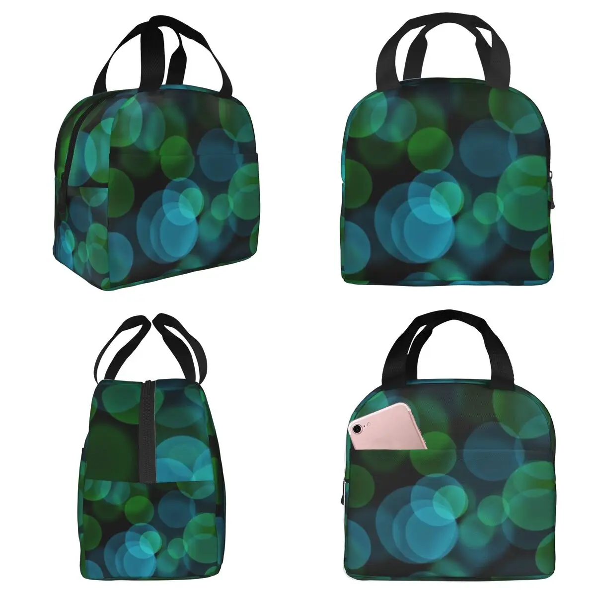 Grüne und mehrfarbige, isolierte Lunchtasche für Kinder, Schulkühler, Thermo-Lebensmittelbox, auslaufsichere Lunchboxen, Behälter