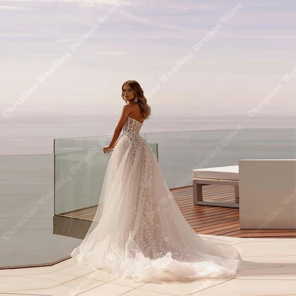 Sexy Sweetheart Collar Women Wedding Dresses Celebrity Wedding A-Line Bridal Gowns Mopping Length Vestidos De Novias Customized