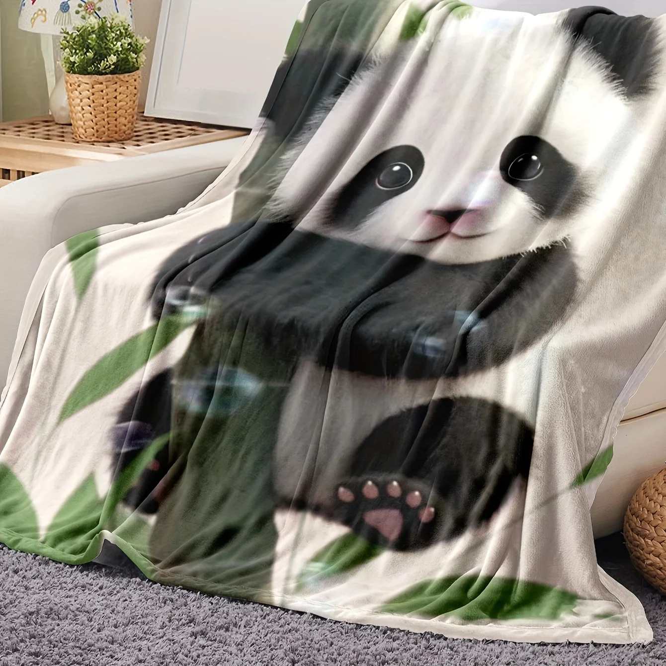Popular Choice: Ultra-Soft Panda Kids Flannel Blanket – Versatile All-Season Throw for Bed, Sofa, Office, Car & Camping
