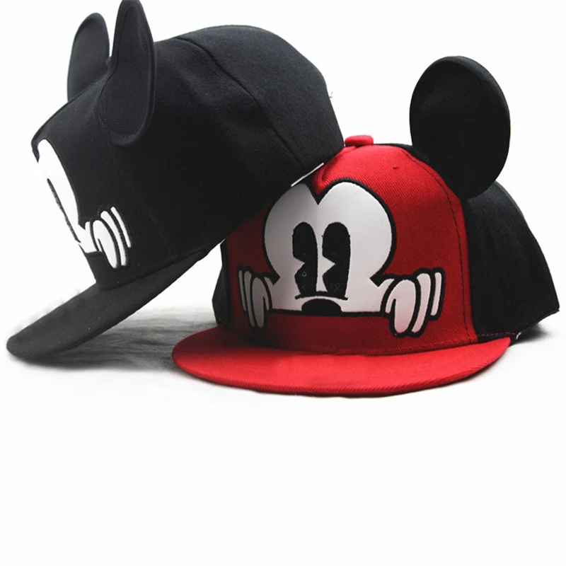 Disney Mickey Mouse Hat kreskówka słodkie duże ucho haftowane czapka bejsbolówka chłopców dziewczyny Hip Hop oddychająca czapka regulowany prezent urodzinowy