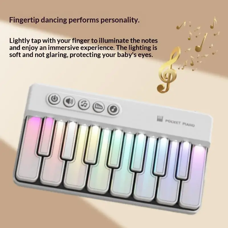 Childrens Mini 7-Key Multifunctional Electronic Keyboard Piano Seven Color Light Portable Instruments Educational Toys For Kids