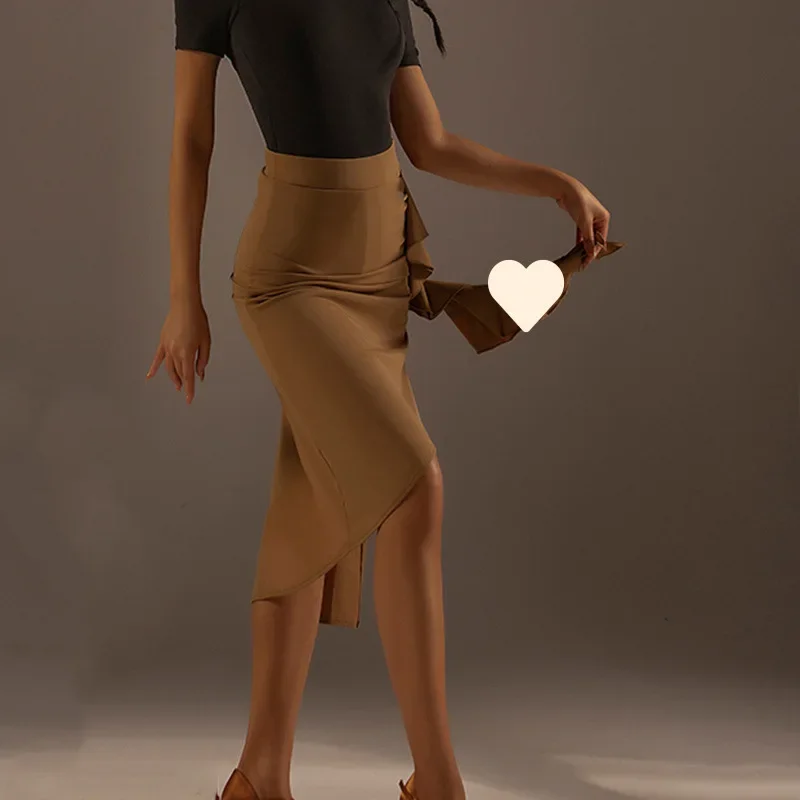 Deia saia de dança latina feminino adulto novo estilo babados saia curta prática roupa de dança saia inferior