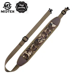 MidTen Adjustable Nylon 2 Point Rifle Gun Sling With Ring Shoulder Padded Strap Khaki Camo Tactical Hunting Accessory