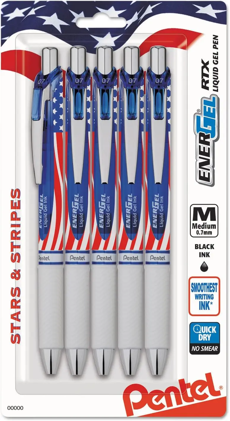 

0.7mm Black Liquid Gel Pens, 5 Pack, Smooth Writing Fine Point