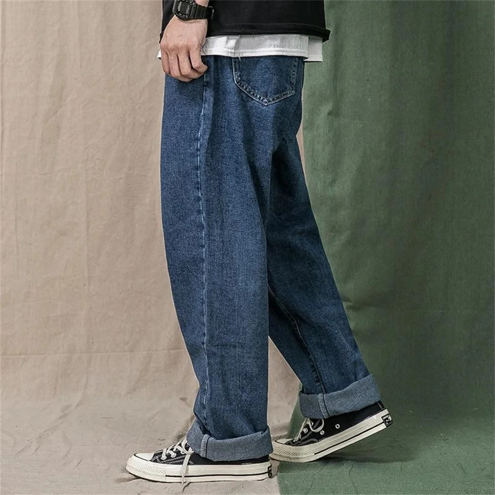 Spring Wide-leg Jeans Men's Fashion Casual Korean Jeans Men Streetwear Loose Hip-hop Straight Denim Trousers Mens M-5XL