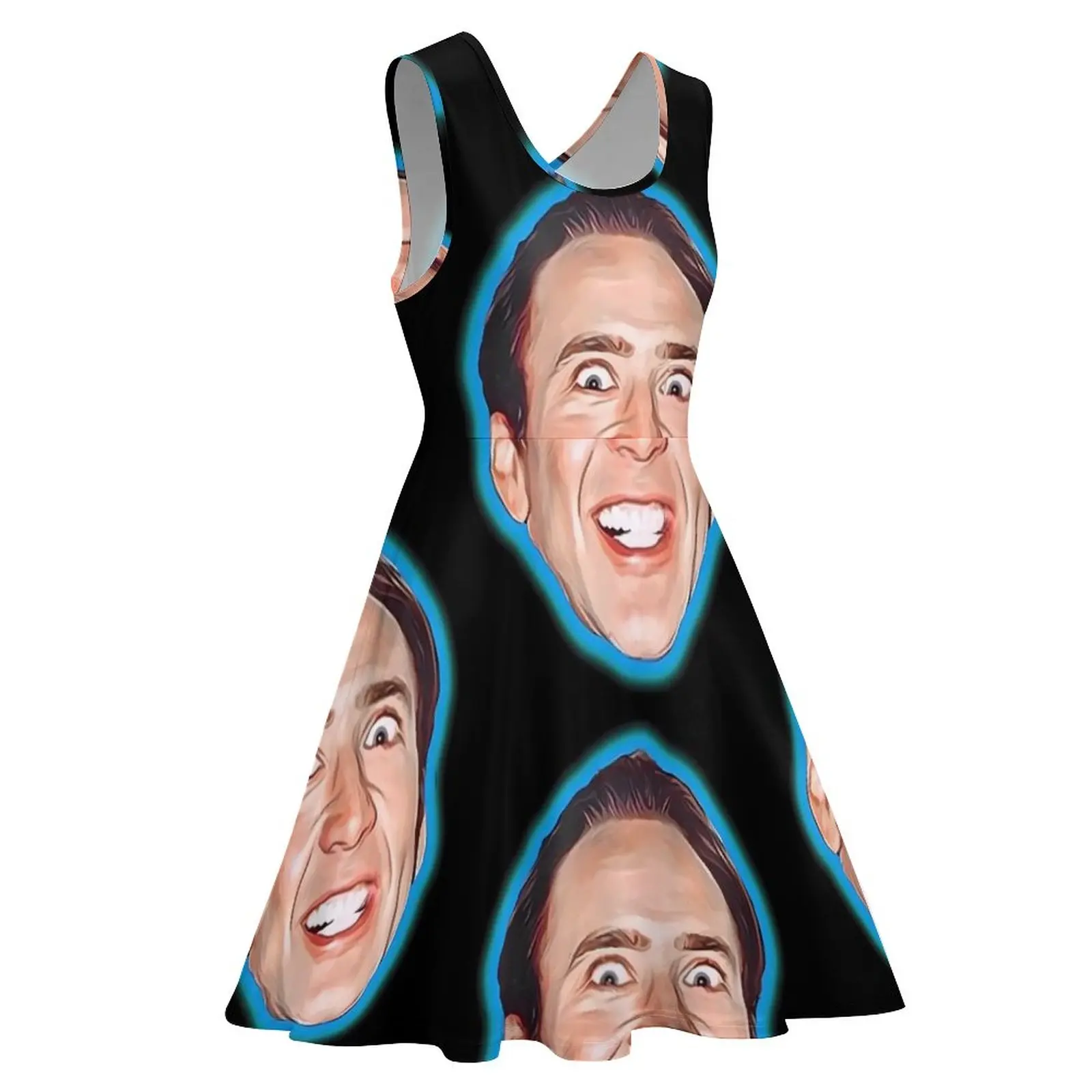 Crazy Nicolas Cage Dress Nick Cage Elegant Dresses Sleeveless Casual Skate Dress Female Graphic Vestido Gift Idea