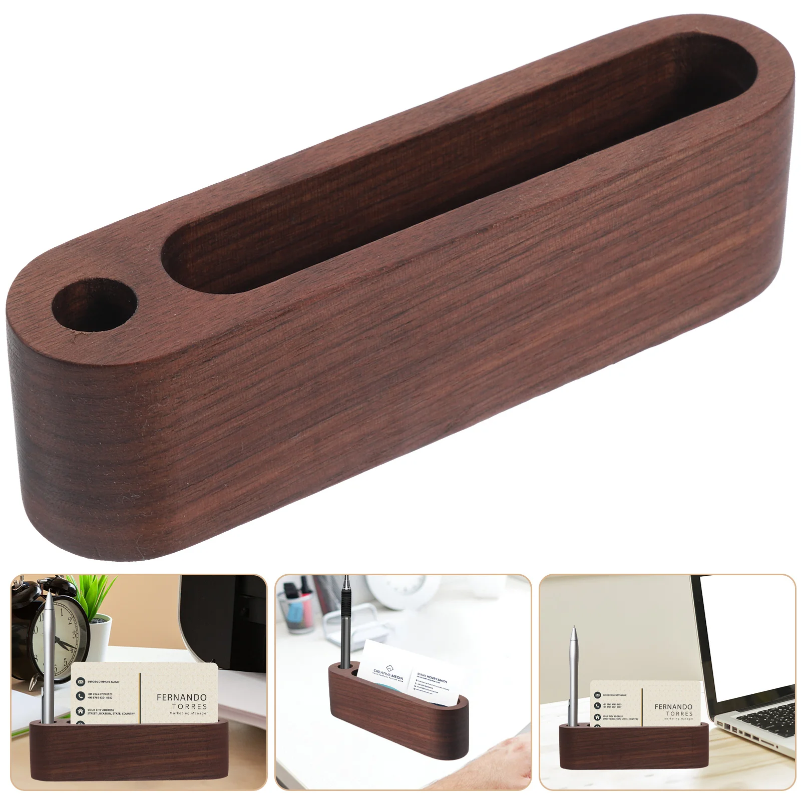 

1pcs Wooden Business Card Holder Desktop Cards Organizer Box For Office Home, Name Cards Storage Stand, Office Accessory