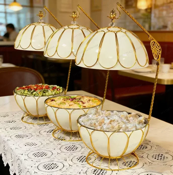 Gold Plated Stainless Steel Buffet Warmer, Chafing Dish for Commercial Use, Round Sphere Design for Hotel & Restaurant Catering