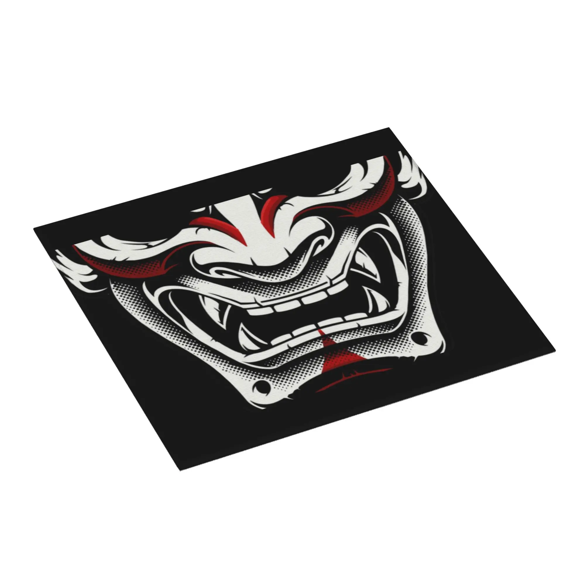 Drying Mat For Kitchen White  Red Okami Kitsune Kabuki Japanese Oni Demon Samurai Tattoo Washable Kitchen Sink Drying Pad