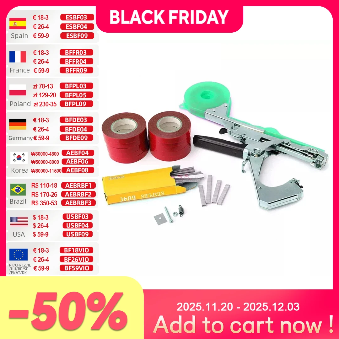 ALLSOME Garden Tool Plant Tying Tapetool Tapener Machine Branch Hand Tying Machine Packing Vegetable Stem Strapping Pruning Tool