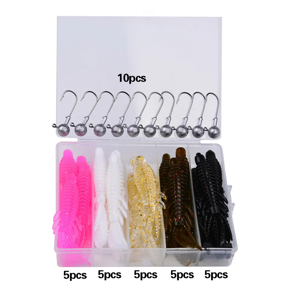 

35pcs Soft Lures Deep Sea Casting Bait Lures And Lead Jig Head Hook For Bass Salmon Trout Catfish Walleye Crappie Tackle Box