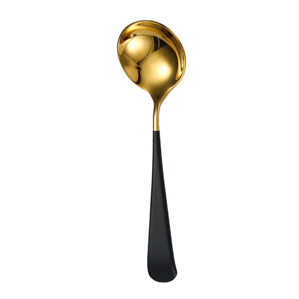

Stainless Steel Soup Spoon Long Handle Kitchen Spoons for Stirring Serving Tableware Gift Home Office Use