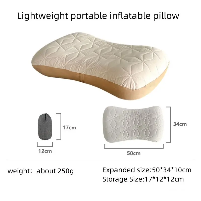 Ultra-light inflatable camping, ergonomic pillow for neck and waist support, camping backpack for hiking (50x34cm) fast delivery