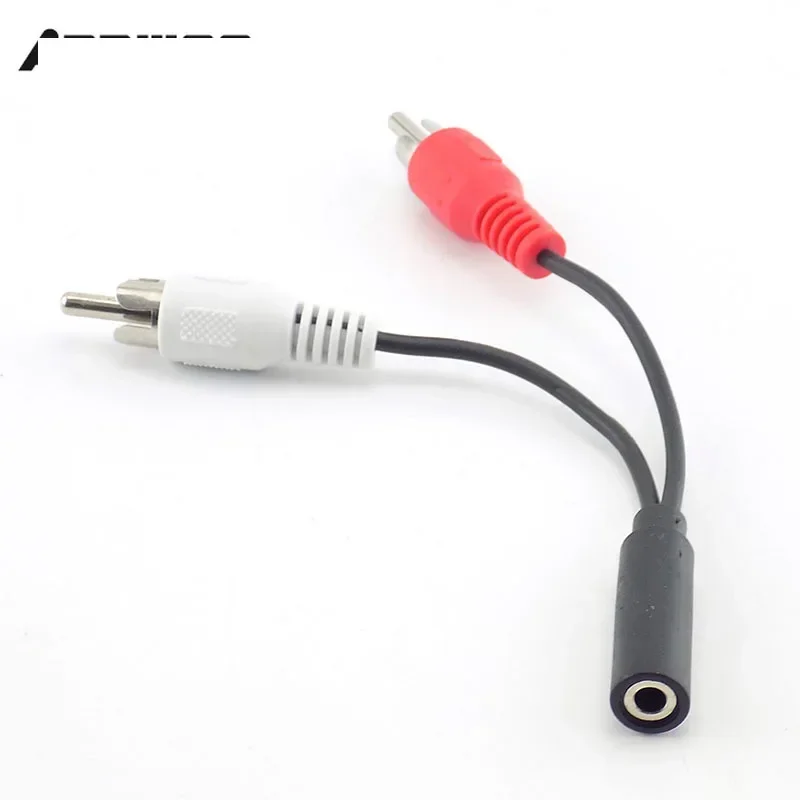 Conector fêmea rca de 3.5mm, cabo estéreo, plugue y para 2 rca, adaptador macho, conector de tomada aux de áudio 3.5 para fone de ouvido, fio de música