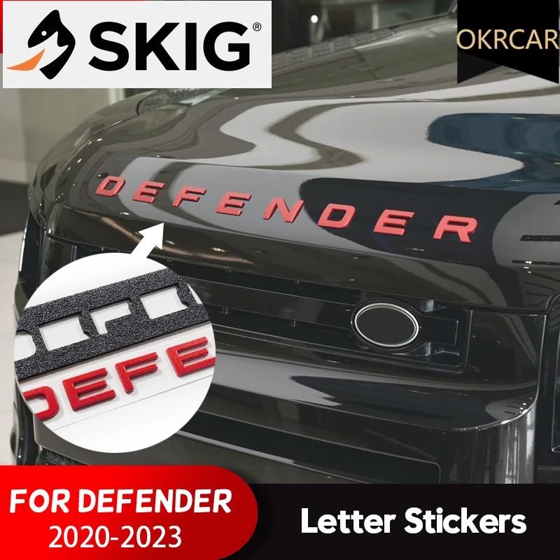 

Автомобильный 3D ABS DEFENDER с буквенным логотипом, наклейки и наклейки для Land Rover DEFENDER, автомобильный передний капот, задний багажник, эмблема на кузове, наклейки на значок
