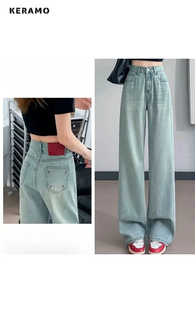 Pantalones vaqueros Eclectic Trashy Emo de retales para mujer, pantalones vaqueros Retro de calle Vintage Y2K de los años 2000, Pantalones rectos informales de cintura alta