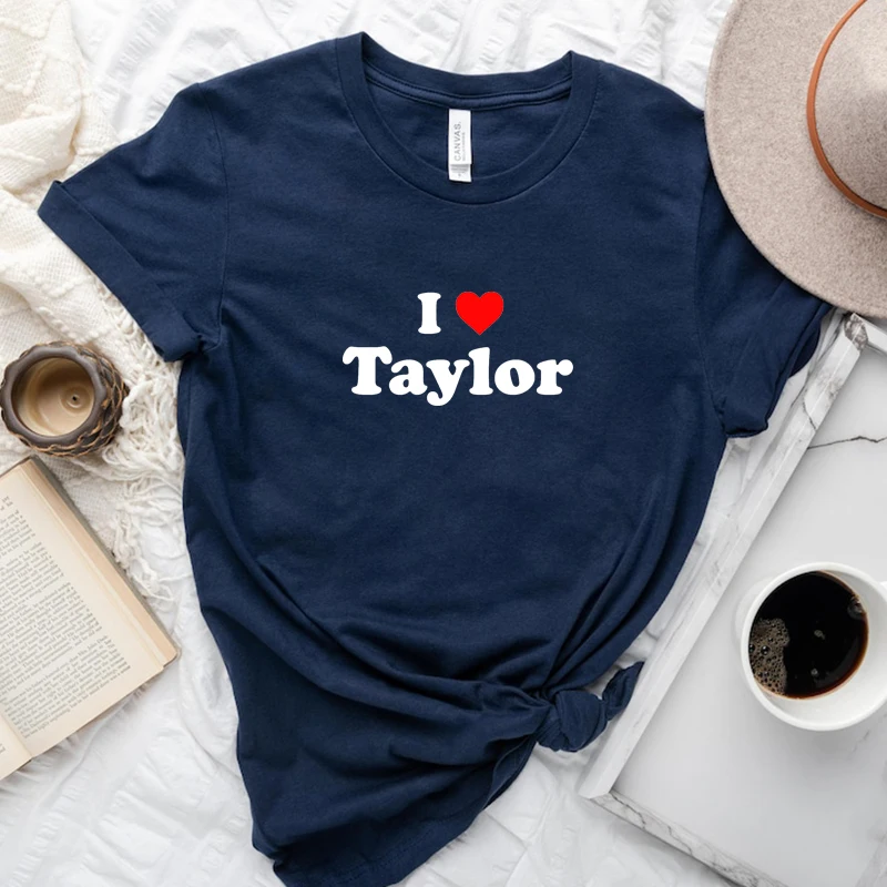 I Love Heart Taylor Women T Shirt Sexy Club Wear Outfits Pure Cotton Kawaii Clothes Y2k Summer Fashion Graphic Tee Vintage Tops