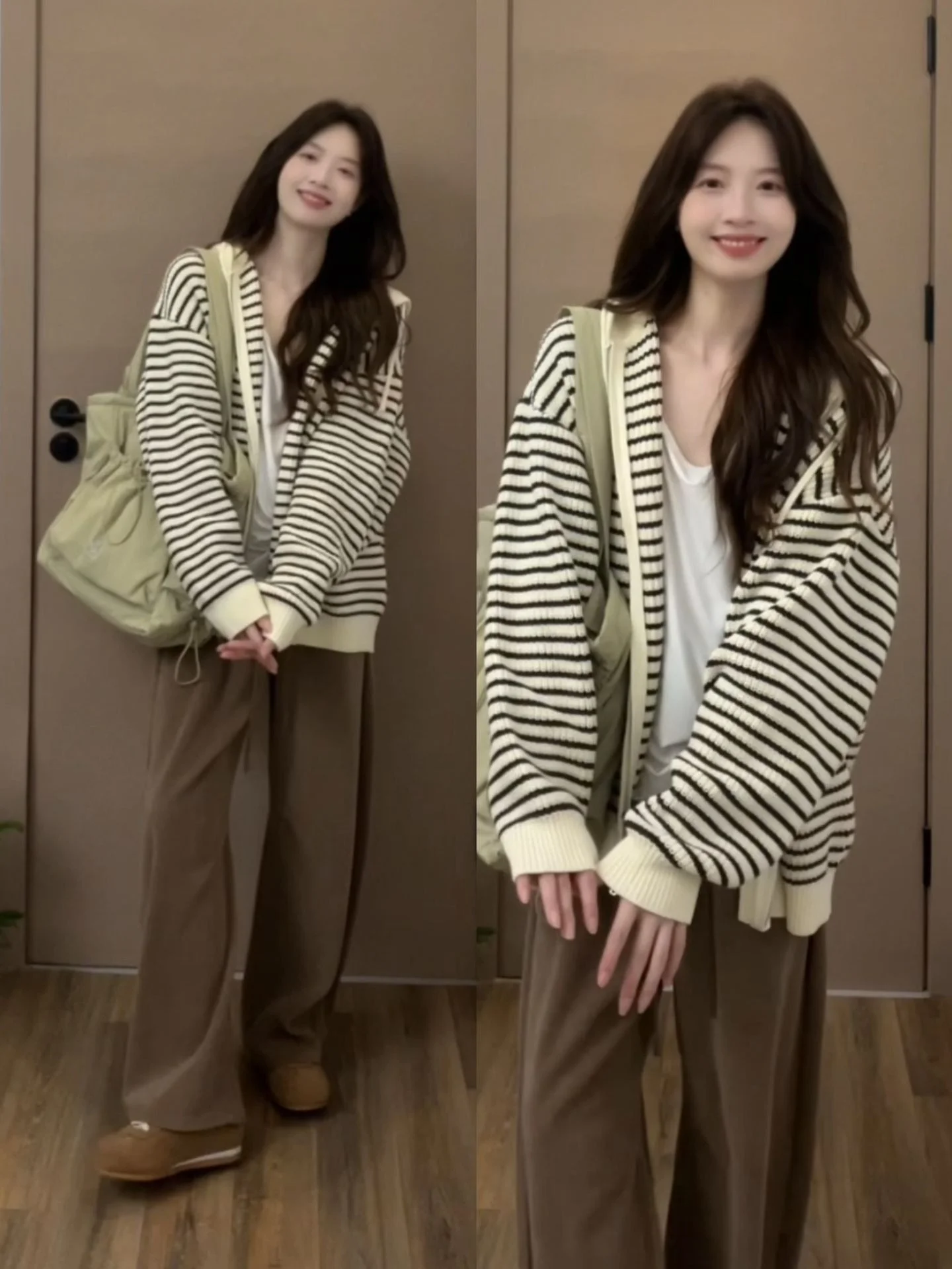 

Mid-Long Cardigans Daily Wear Womens Fall Fitting All-Match Textured Linen Hollow Perforated Knitwears Fine Streetwear Wrap Flap