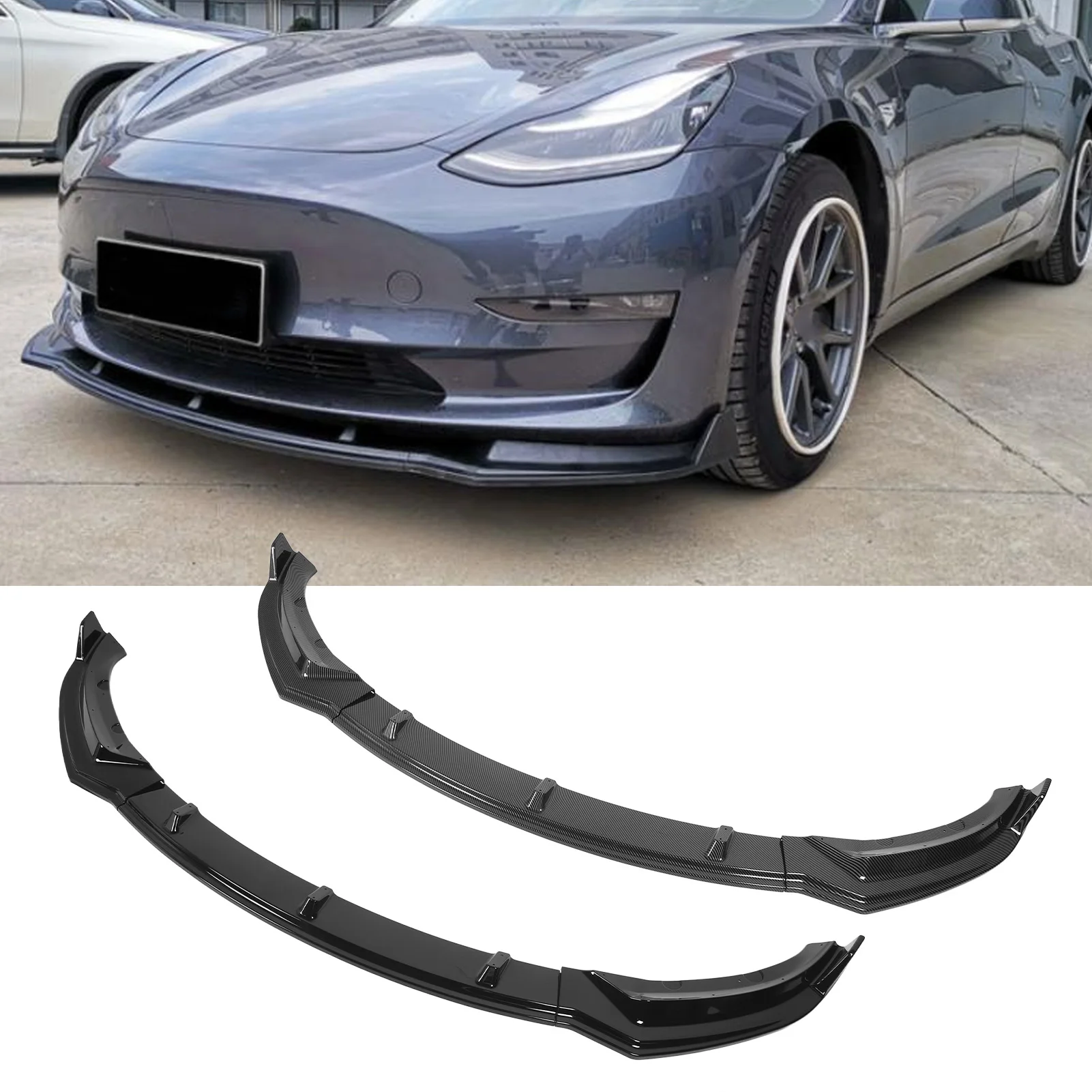 

Front Bumper Lip Splitter Prevent Collision Bumper Lip Body Set Wear Resistant Reduce Wind Resistance for 2017 To 2023