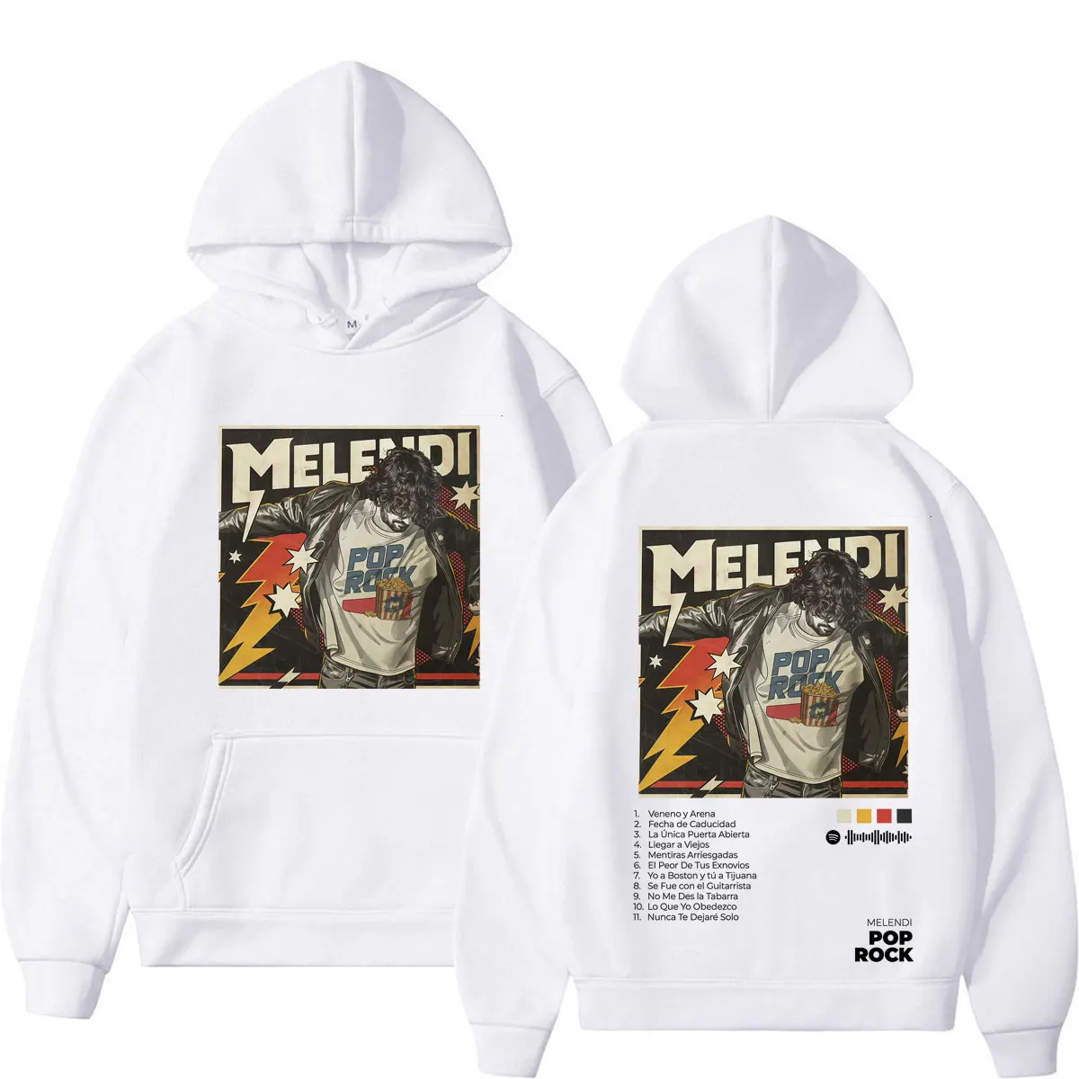Rapper Melendi Pop Rock Album Tour 2026 Print Hoodie Herren Damen Hip-Hop Vintage Sweatshirt Langarm Locker Lässiger Pullover – Detail 5