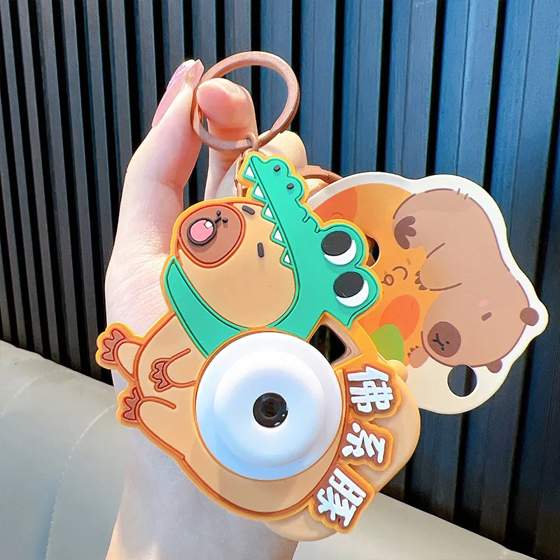 Creative New Cartoon Simulation Capybara Series Projection Camera Toy Keychain Pendant Children Bag Pendant Light-emitting Toys