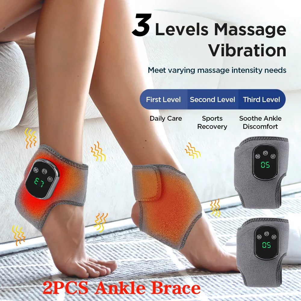Foot Heat Massager Hot Compress Vibration Massage Ankle Guard Band Carpal Tunnel Hand Foot Protection Tool Ankle Support Brace