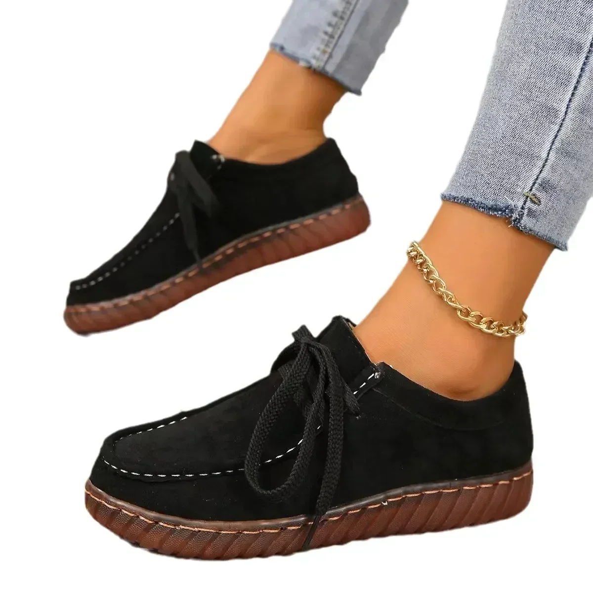 Women Shoes  Flat Lace Up Vulcanized Shoes Women Sneakers Size 36-45 Loafers Platform Outdoor Casual Shoes Zapatillas Mujer