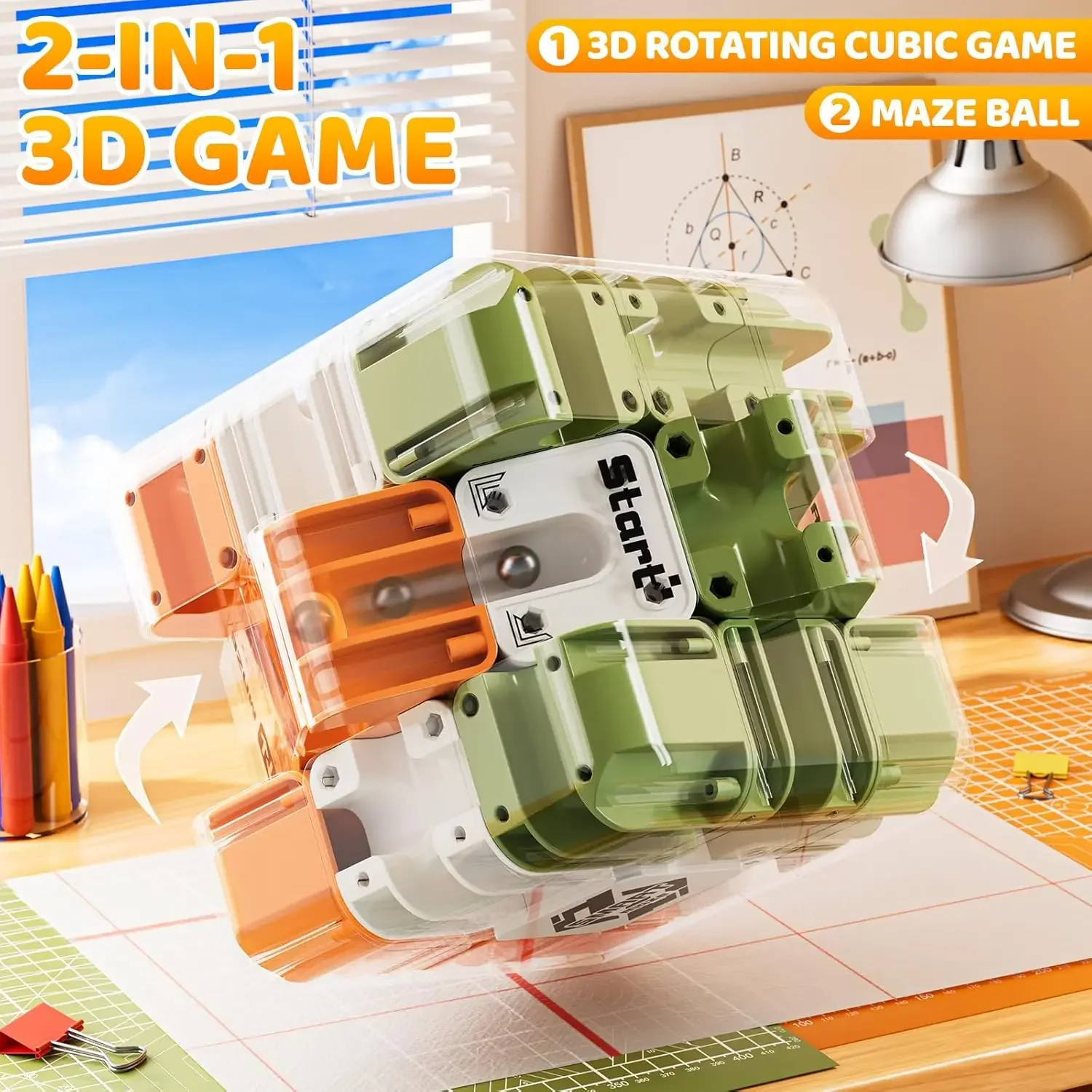 3D Puzzles Maze Cube Labyrinth Puzzle Gravity Three-Dimensional Brain Teaser Ball for Stress Relief Game Gift for Adults Teens