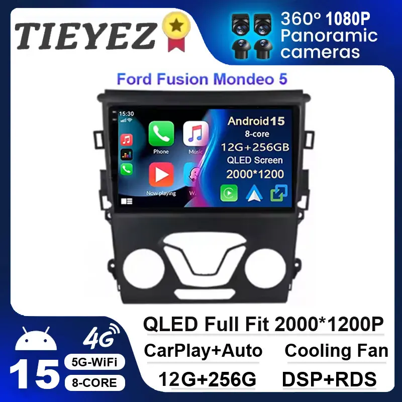 

Android 15 Carplay Auto 4G WIFI GPS Мультимедийный плеер Видео Стерео головное устройство 2din для Ford Mondeo 5 Fusion 2012-2019 Автомобильный радиоприемник