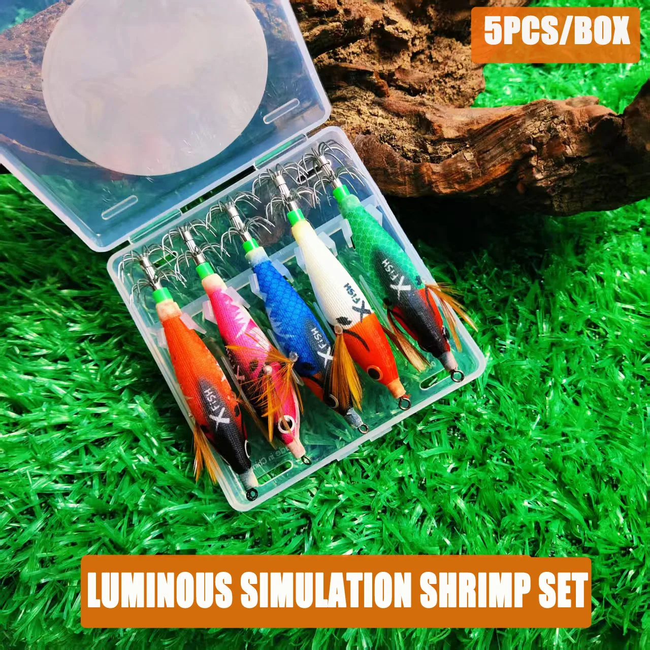 

5 шт./кор., изысканный светящийся набор для креветок, светящийся крючок для кальмара, крючок для кальмара для морской рыбалки