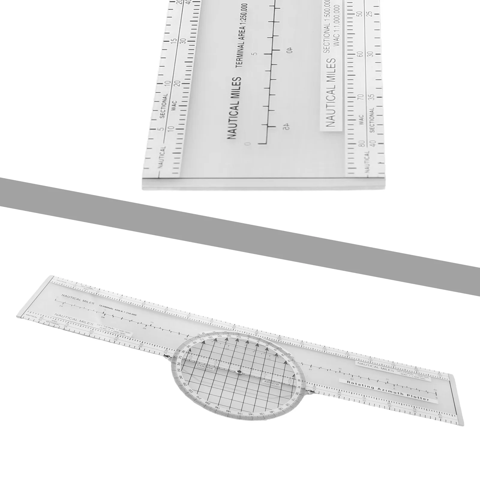 Plotter de navegación para aviones de aviación, regla deslizante giratoria de 360 grados, ABS transparente, 1 ud.