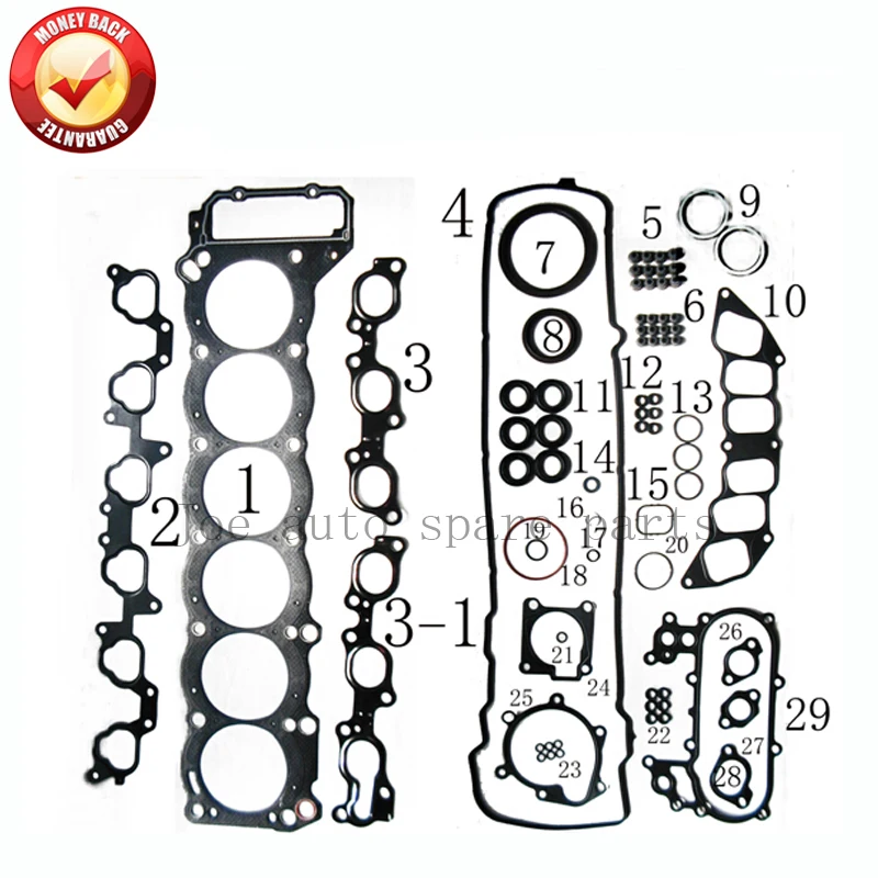 

1FZFE 1FZ-FE Engine Full gasket set kit for Toyota Land Cruiser 24V 4477cc 4.5L 1998-2005 CK9358 54071900