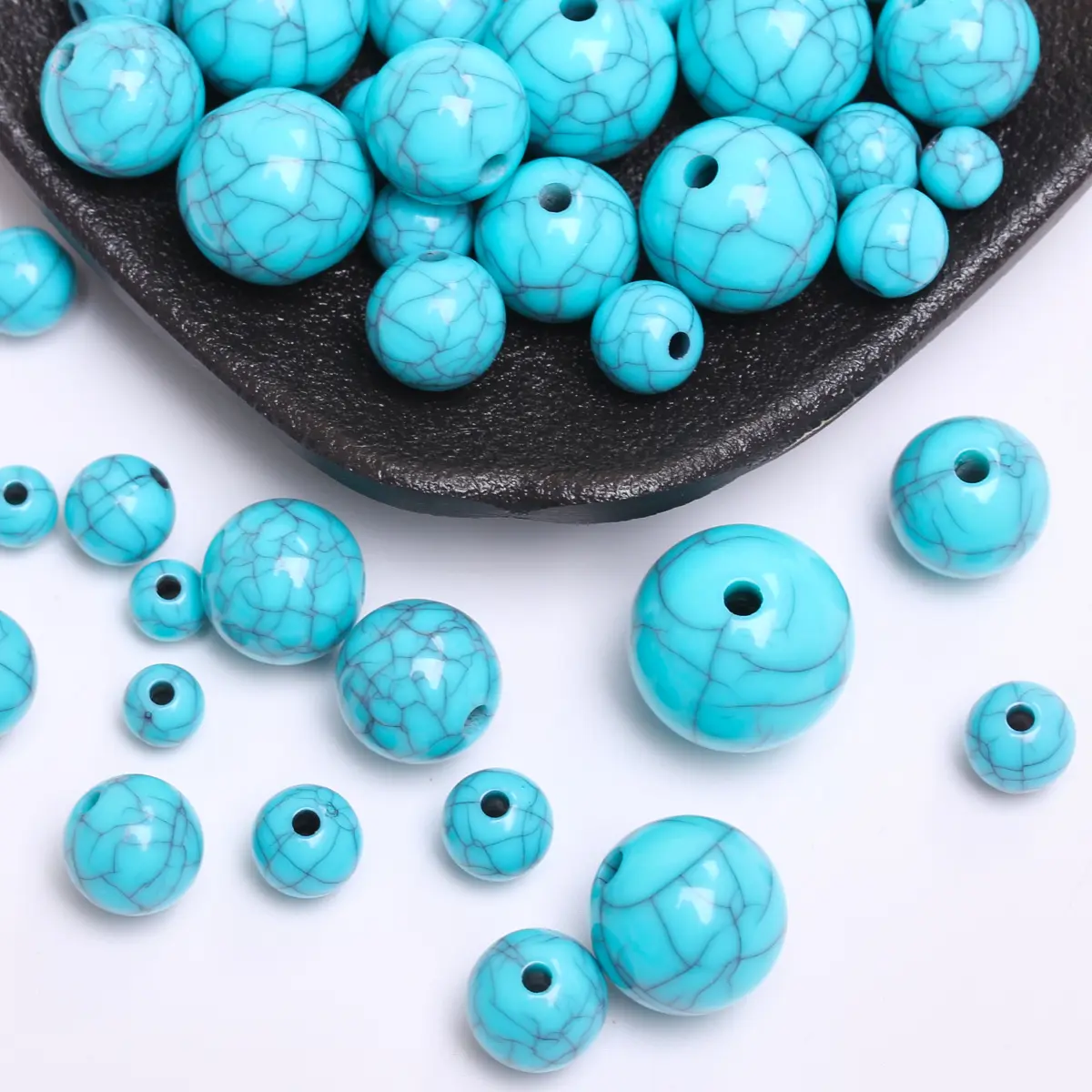 6-16mm 50-5Pcs Round Loose Beads Imitated Turquoises For Artificial Jewelry Making Necklace Bracelet DIY Accessories