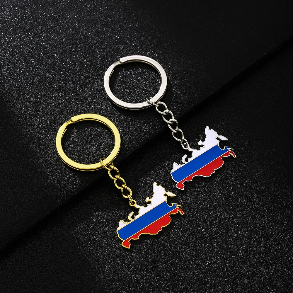 russia keychain Federation Russia Map Flag Key Chain Stainless Steel Men Women Maps Key Ring Jewelry Gift