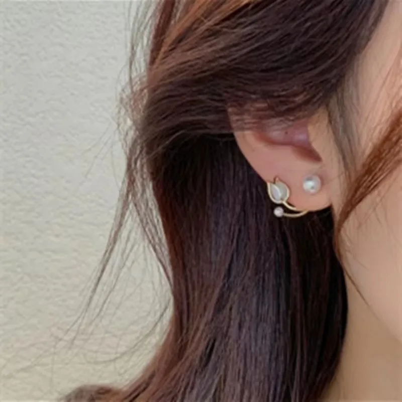 New Design S925 Purple Flower Earrings For Women Korean Fashion Earing Back Hanging Earring Girls Exquisite Jewelry