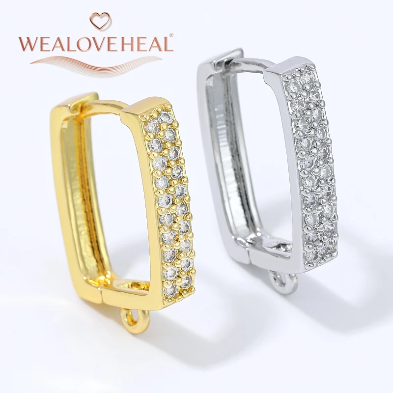 schmuckherstellung zubehör, 18K Vergoldete Messing Quadratische Huggie Hoop Ohrringe mit Mikro-Pavé Zirkonia und Schlaufe für DIY Hängeohrringe ​ Schmuckherstellungszubehör – Detail 16