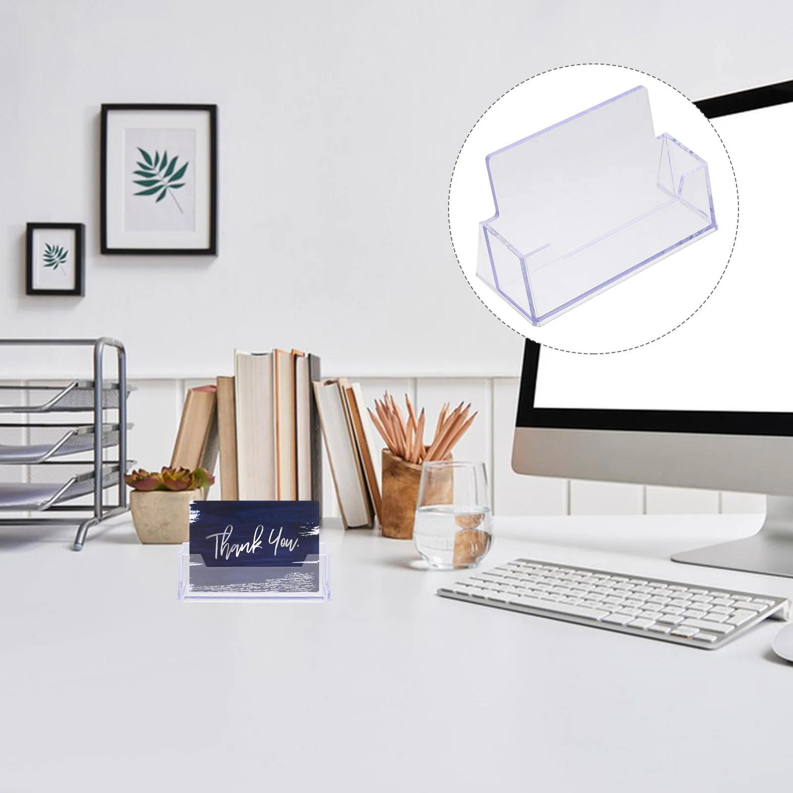 

4Pcs Acrylic Business Card Holder Transparent Office Organizer Professional Display Stand For Business Cards Storage