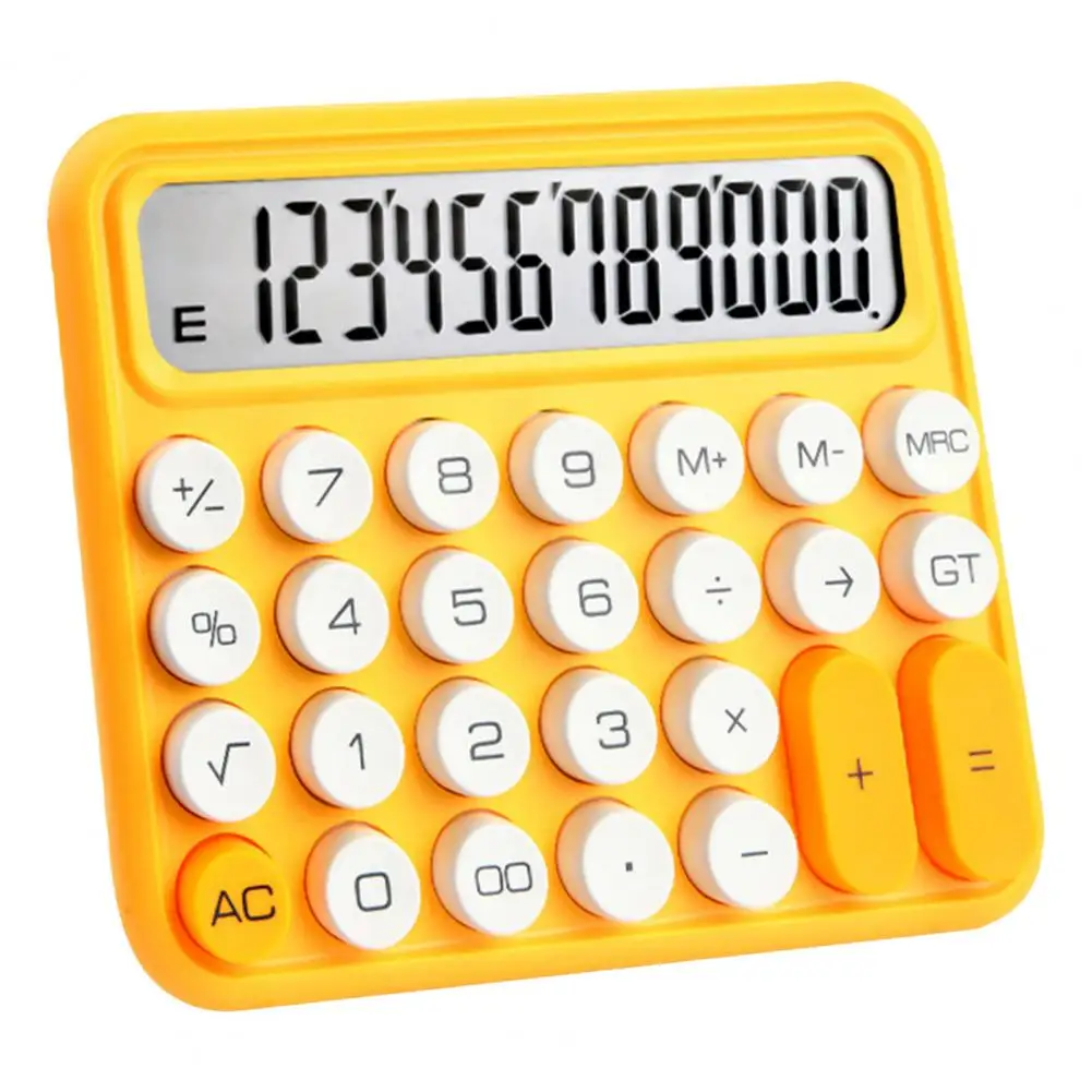 Mechanical Calculator 12-digit with Large LCD Display Convenient Precise Big Round Button Key Calculator