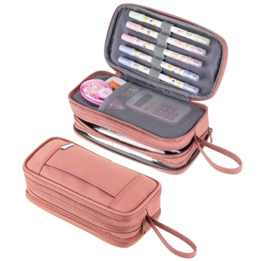 

Large Capacity Pencil Case Zipper Pencil Purse 3 Compartment Pencil Pouch Office Stationery Organizer Multi-functional Pencil B